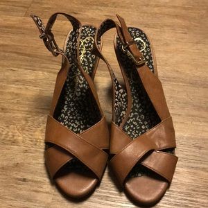 Wedge open toe heels